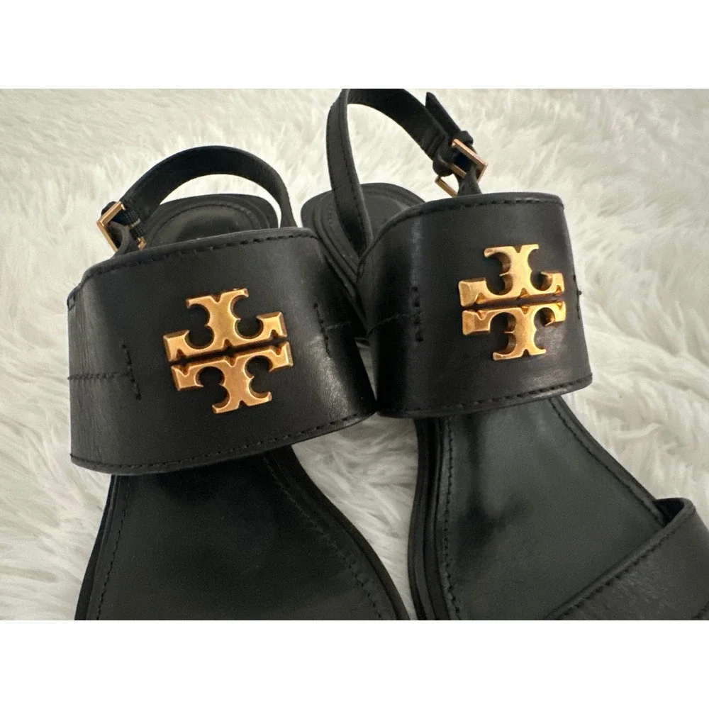 Tory Burch Eleanor Black Block Heel Sandals sz 9‎